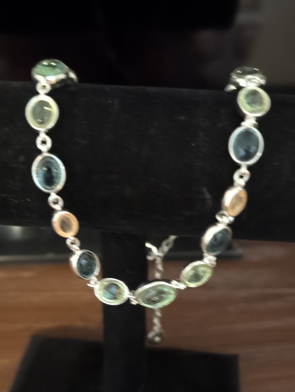 Sterling Silver Multi-Color Oval Gemstone Bracelet